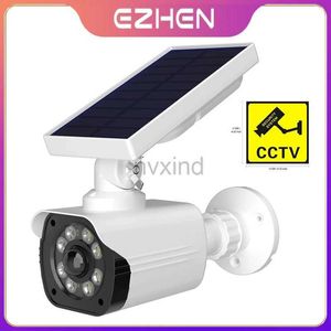 Caméras IP Ezhen Caméra de sécurité solaire virtuelle Bullets imperméables en plein air Système de surveillance intérieure avec une véritable lumière rouge D240510