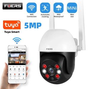 Cámaras IP FUERS TUYA SMART 5MP Cámara IP Mini WIF Outdoor Home Security Tracking Auto Camera de detección humana Wifi CCTV Vigilancia Cámara 240413