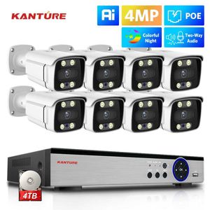 IP CAMERA KANTURE 8CH 4K CCTV POE NVR 4MP AI DÉTECT DÉTÉCTION DIO COULEUR AUDIO COMME SYSTÈME DE CAME DE SÉCURITÉ DE NIGHT