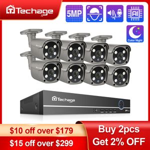 IP Cameras Techage Security Camera System 8CH 5MP HD POE NVR Kit CCTV Two Way Audio AI Face Detect Outdoor Video Surveillance Set 230712