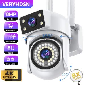Caméras IP Veryhdsn 8MP 4K PTZ Wifi caméra double Len humain détecter suivi automatique Surveillance extérieure étanche sécurité Vision nocturne 230922