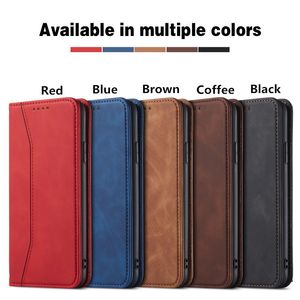 iPhone 13 Strong Magnetic Flip Wallet Phone Cases 13pro PU Leather Card Slot Protector pour Apple 12pro Max 11 11pro Xs XR Samsung Galaxy S21 Ultra S21plus A32 A52 A72 5G