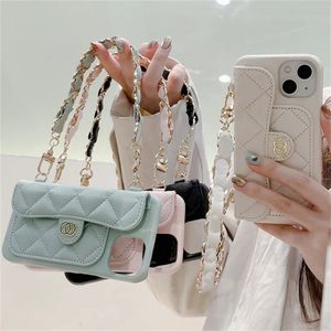 Iphone 14 Case Luxury Brands Cell Phone Cases With Chain Womens Premium Designers Phone Covers For 13 12 11 Pro Promax 14pro 14plus 14promax