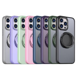 iPhone 15 14 Pro Max Magnetic Phone Boîte pour Apple 13 12 11 Plus Samsung S24 S23 Ultra Matte Skin-Friendly Air Amenced Corner Metal Lens Cadre Kickstand Back