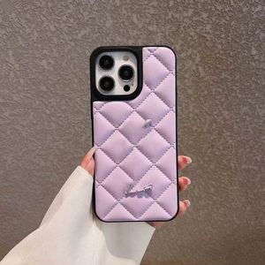 iPhone 15 Pro Max Designer Puffy Phone Case pour Apple 14 13 12 11 Samsung Galaxy S23 S22 Note 20 Ultra Luxury Pu Leather Diamond Pattern Back Coque Coque Fundas Purple