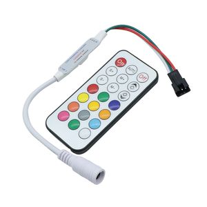 Controlador Mini RGB de 14 teclas y 21 teclas, Mini controlador de píxeles LED de 3 pines para tira de píxeles LED WS2811 SK6812 WS2812B 1903 con control remoto