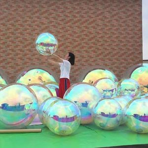 Iridescent et argenté gonflable Mirror Ball Giant Mirror Balloon Disco Sphere for March Nightclub Party Hanging Decoration