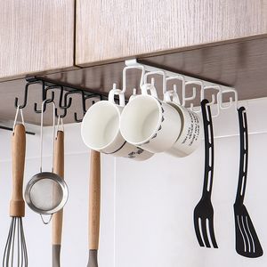 Estante de almacenamiento con 6 ganchos de hierro, gancho para armario, soporte para colgar tazas, organizador de cocina y baño, estante colgante HH22-215