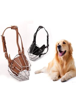 Muselière pour chien en cuir de fer réglable confortable ajustement sécurisé muselière pour chien en caoutchouc léger et durable arrêter de mordre entraînement sûr 28252503