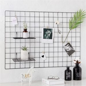 Iron Nordic Home Mur Murder Inscoration Grid Decor Frame Postcard DIY Art Display Storage Rack Shelf Organizer SW 220720