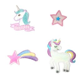 Fer sur Patch Set Broderie Licorne Patch Dessin Animé Patch Pour Vêtements Patchs Brodés Rayures Sur Vêtements Coudre Applique Autocollant