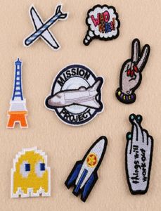 Fer sur patchs bricolage brodé Patch autocollant pour vêtements vêtements tissu couture papillon avion main design8095980