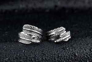 Iron Warrior vintage Ring Jewelry Whole Open Couple Sings Men and Women Feat Titanium Steel Feather Rings for Party Concert9448187