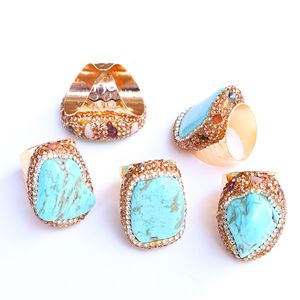 Turquoise irrégulière Turquoise ouverte pour les femmes Girls Gold Color Micro Inclay Chip Stones Bijoux de bijoux Party Cadeaux de mariage