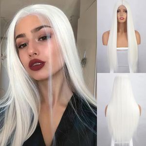 Is a wig Long Straight White Cosplay Wigs Synthetic Wigs for Women 60 613 Blonde Grey Pink Black Color for Daily Party Lolita 240118