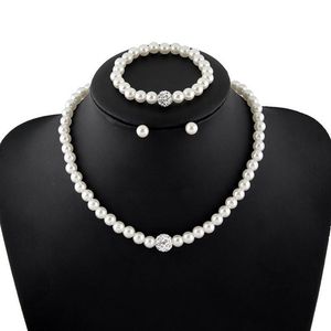 Isang moda elegante perla salvaje diseñador de moda collares pendientes conjunto de joyas para mujer collar de perlas pulsera pendientes joyería nupcial