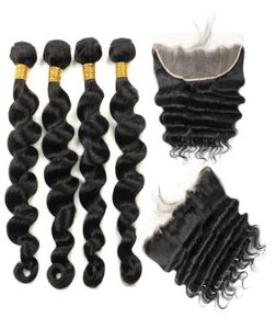 ISHOW Indian Loose Deep Human Hair Bundles con cierre rizado rizado 34 pcs con encaje ola corporal peruana frontal para wome58377940