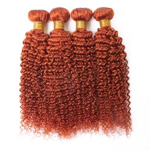 Ishow Virgin Hair Weave Extensiones 8-28 pulgadas para mujeres # 350 Sedoso Naranja Jengibre Color Remy Paquetes de cabello humano Rizado Rizado