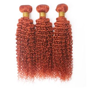Ishow Virgin Hair Weave Extensions 8-28 pouces pour les femmes # 350 Orange Ginger Color Remy Heum Hair Bundles Crotuly Curly