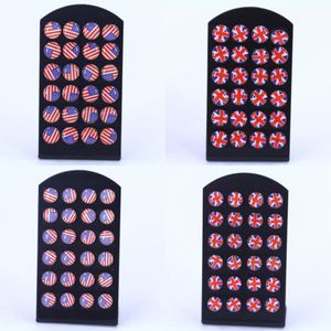 ISINYEE 12 Paare/satz Mode UK USA Amerikanische Flagge Ohrstecker Sets Kleine Runde Emaille Ohrringe Schmuck Für Frauen Mädchen Kinder X0709 X0710