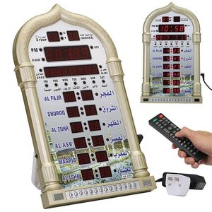 Islámico Azan Reloj Música Tiempo de reproducción Recordatorio Digital Automático Mezquita Ramadán Led Mesa de pared Musulmán Oración Calendario Regalo Y200407