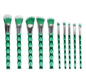 ISMINE 10 PCS Nouveaux pinceaux de maquillage à la mode bon marché Brustes de maquillage en forme de bambou vert outils de brosses cosmétiques Set Kit5781571