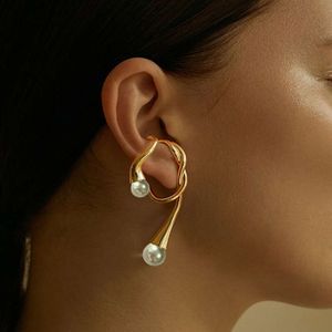 ISS Perla Percha Irregular Femenina Viento Frío Sin Agujero De Oreja Temperamento Earbone Clip Pendientes