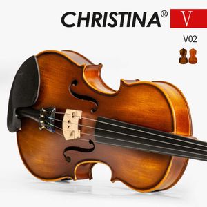 Italie Christina Stradivari V02 Violon 4/4 Violin 3/4 Antique High-Grade Handmade Acoustic Fiddle Bow Rosin Violon Paren String Instrument
