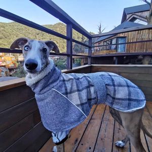 Vêtements d'automne et d'hiver pour lévriers d'italie, manteau à carreaux en laine réfléchissante, en coton résistant au froid, adapté aux chiens Whippet, animaux de compagnie 231226