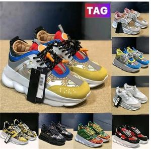 Italia zapatos plataforma Chain Reaction Designer sneakers Chainz negro blanco multicolor gamuza Bluette Gold Twill fluo tan lujo hombres mujeres Barocco casual Flat trainers