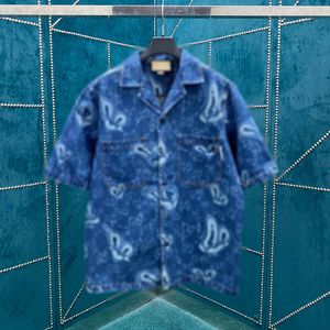 Italia elegante diseñador suelto de arte alternativo pintura de arte estampado de manga corta camisa casual otoño invierno hombres vintage street street jeans abrils 24ss 0411