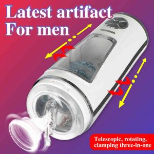 Articles Full Automatic Thrusting Piston Masturateur masturbateur rétractable Interaction vocale Machine électrique Playjob Sucking for Men 210618
