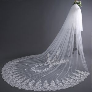 Ivory Wedding Veil 3*3m Wedding Accessories Bridal Veils with Comb Floral Applique 2 Layers
