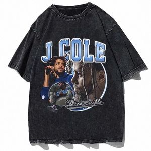 J Cole Camiseta gráfica Vintage 90s Rapero Hip Hop Camisetas de verano de gran tamaño Hombres Mujeres Fi Cott Camiseta negra Streetwear b1TZ #