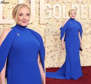 J. Smith-Cameron Golden Globe Awards 2024 Robes de célébrités tapis rouge bleu royal col haut sirène robes de soirée formelles grande taille femmes robe de soirée de bal Chic CL3187
