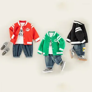Vestes 2024 Baseball Kids Veste Bouton Pocket Splicing Boys and Girls Coat Fashion For Children Overcoat Parka