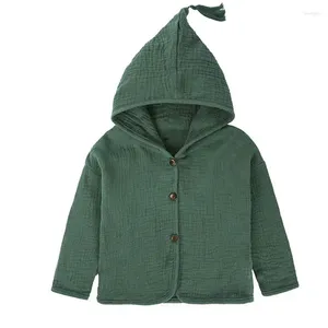 Jackets con capucha otoñales bebés tops niñas niños ropa para niños diseño de sombrero de borla de algodón cárdigan