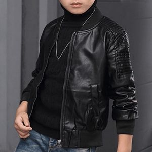 Vestes Garçons Manteaux Automne Hiver Mode Enfants Coréens Plus Velours Réchauffant Coton PU Cuir Pour 3 8Y Enfants Survêtement 230331