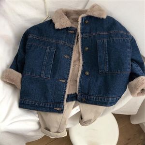 Vestes enfants Denim fourrure vêtements d'extérieur garçons fille bébé petites filles enfants Boutique vêtements ours en peluche veste mignonne 230918