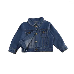 Vestes Fashion Baby Girls Boys Spring Automn Jeans Veste à manches longues Pocket Denim Mabiller Children Street Wear