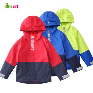 Vestes Hiheart 39t Kids Boys Coat Jacket Hotced Imperproping Windproof Mesh Assain bordé Lightweight Outdoor Brillbreaker 230817