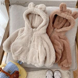 Vestes Humor Bear manteau de fourrure pour enfants Super mignon à capuche épaissi haut couleur unie vêtements d'hiver bébé enfants vêtements costume
