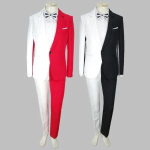 Vestes veste + pantalon nouveau blanc assortiment costumes de luxe de personnalité masculine Blazers Blazers Men de mariage combinais