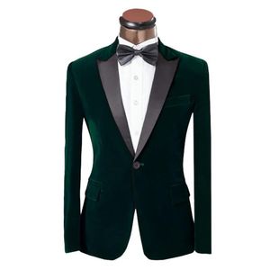 Chaquetas con solapa de pico, abrigo de terciopelo verde oscuro, traje ajustado para hombre, traje Formal para baile de graduación, esmoquin para novio y boda 2023 (chaqueta + pantalones)