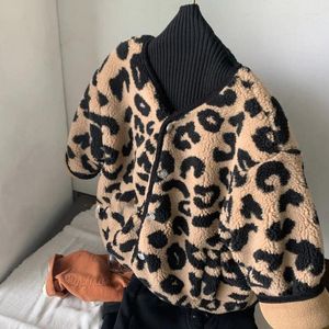 Vestes Enfant en bas âge filles à manches longues décontracté polaire mignon léopard hiver et automne coton Cardigan veste enfants chaud mode manteau vêtements