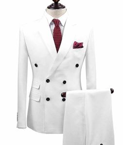 Vestes blanches 2 pièces hommes costumes de marié à double secteur Terno masculino rose slim fit hommes costumes de mariage smoking blazer (veste + pantalon)