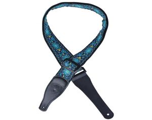 Jacquard Nylon Bass Guitar Strap Double couche 25 mm avec des extrémités en cuir de vache authentique 2366350