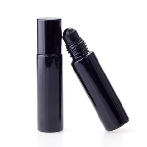 Rouleau de verre noir Jade Roller sur bouteilles 10 ml avec capuchon en aluminium pour soins personnels Essence