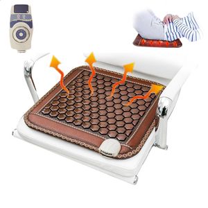 Coussin d'assise de masseur de matelas de Thermostat de Tourmaline de Jade avec la télécommande intelligente de minuterie coussin de thérapie de chauffage infrarouge lointain 240313