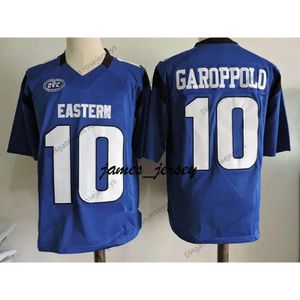 Jam Custom Eastern Illinois Panthers # 10 Jimmy Garoppolo FCS Blue Jersey Ed Sf Black Red White Rush NCAA Football Mens Youth Women Kid